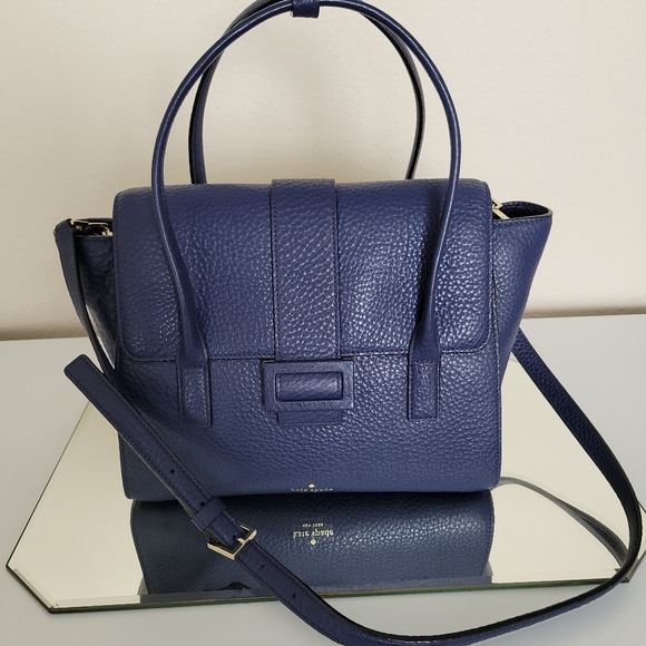 Kate Spade Leather Carlyle Street Alexa Satchel Bag in Blue - Picture 3 of 11